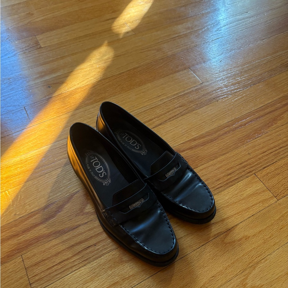 Tod's Classic Black Penny Loafers